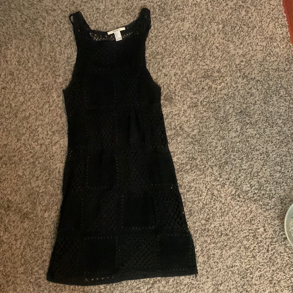 Black Patchwork Mini Dress - image 2